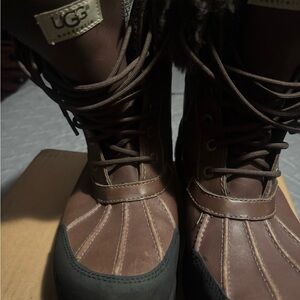 UGG Men's Dark Brown and Black Rain Boots